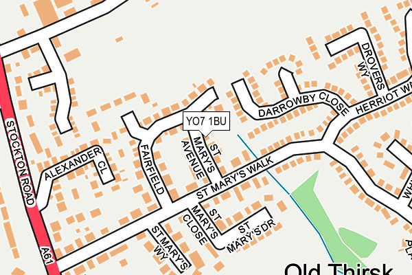 YO7 1BU map - OS OpenMap – Local (Ordnance Survey)