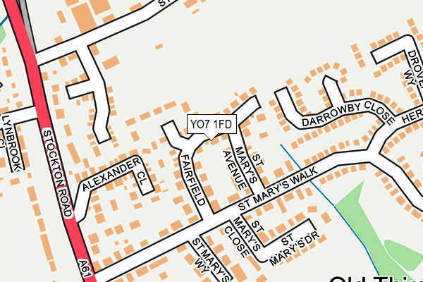 YO7 1FD map - OS OpenMap – Local (Ordnance Survey)