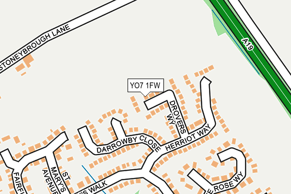 YO7 1FW map - OS OpenMap – Local (Ordnance Survey)