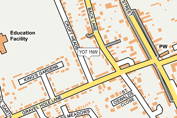 YO7 1NW map - OS OpenMap – Local (Ordnance Survey)