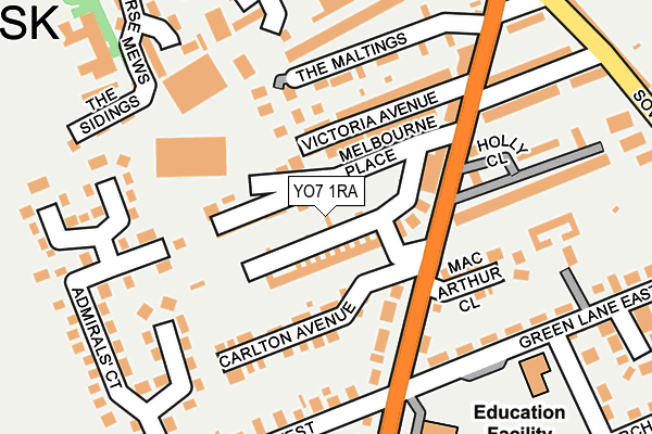 YO7 1RA map - OS OpenMap – Local (Ordnance Survey)