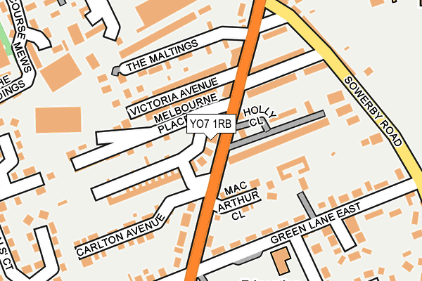 YO7 1RB map - OS OpenMap – Local (Ordnance Survey)