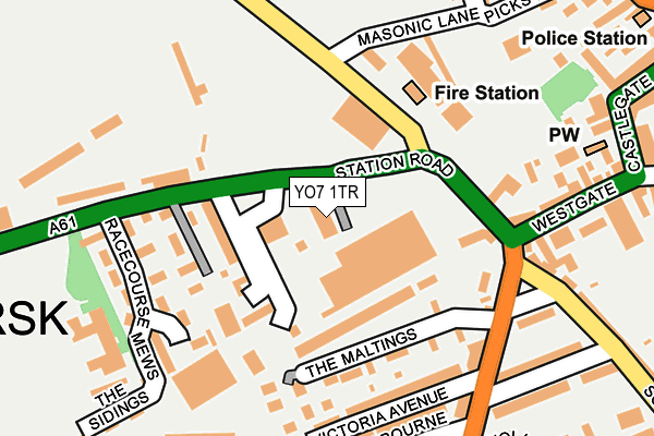YO7 1TR map - OS OpenMap – Local (Ordnance Survey)