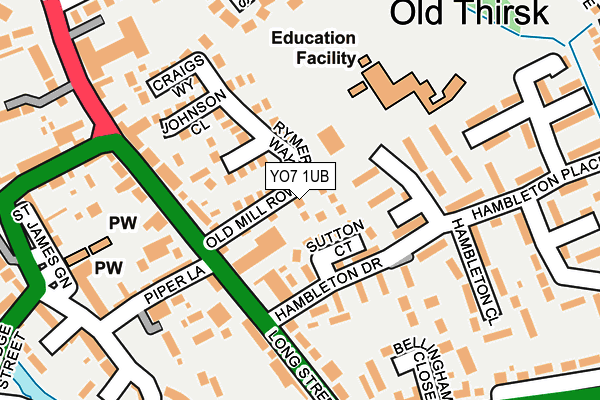 YO7 1UB map - OS OpenMap – Local (Ordnance Survey)