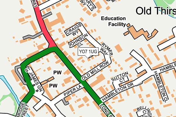 YO7 1UG map - OS OpenMap – Local (Ordnance Survey)