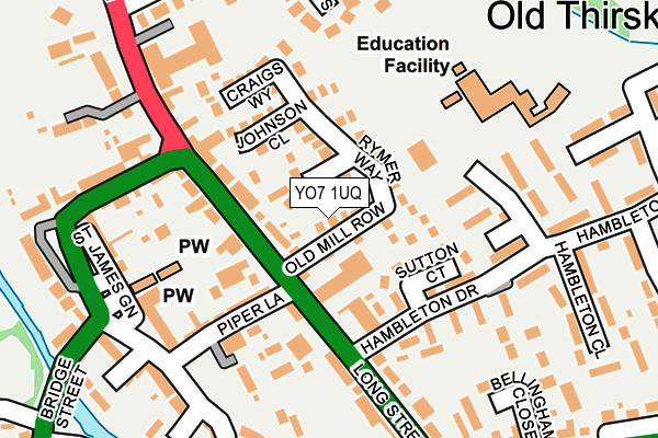 YO7 1UQ map - OS OpenMap – Local (Ordnance Survey)
