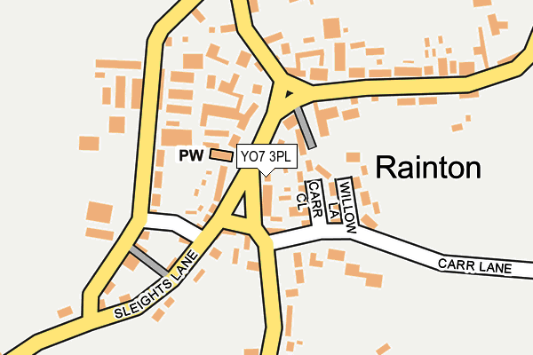 YO7 3PL map - OS OpenMap – Local (Ordnance Survey)