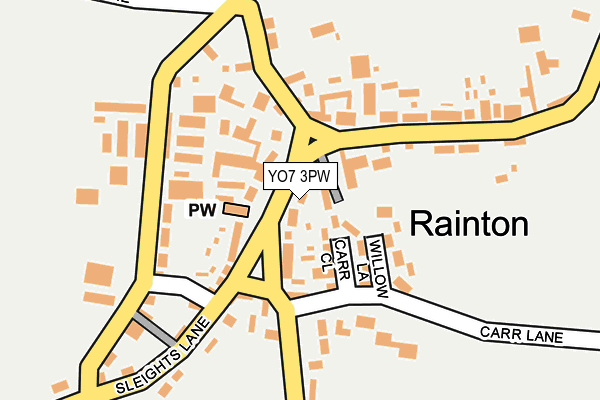 YO7 3PW map - OS OpenMap – Local (Ordnance Survey)