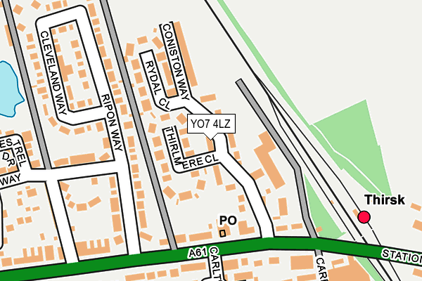 YO7 4LZ map - OS OpenMap – Local (Ordnance Survey)