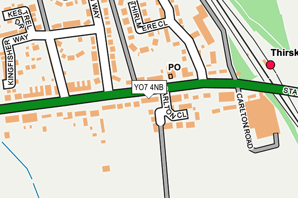 YO7 4NB map - OS OpenMap – Local (Ordnance Survey)