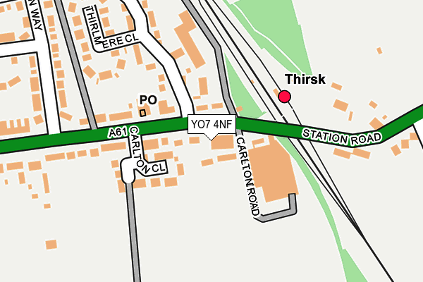 YO7 4NF map - OS OpenMap – Local (Ordnance Survey)