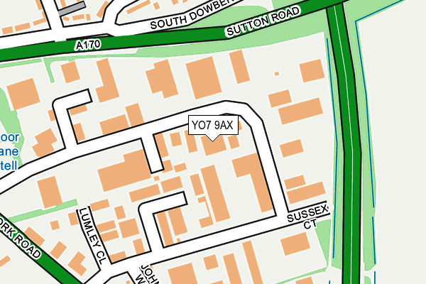 YO7 9AX map - OS OpenMap – Local (Ordnance Survey)