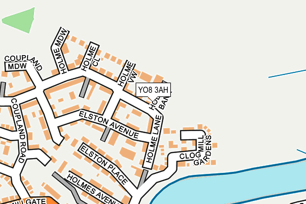 YO8 3AH map - OS OpenMap – Local (Ordnance Survey)