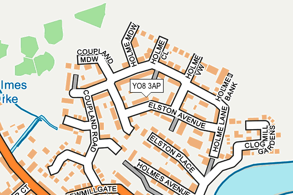 YO8 3AP map - OS OpenMap – Local (Ordnance Survey)