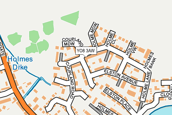 YO8 3AW map - OS OpenMap – Local (Ordnance Survey)