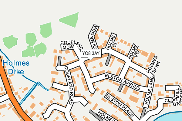 YO8 3AY map - OS OpenMap – Local (Ordnance Survey)