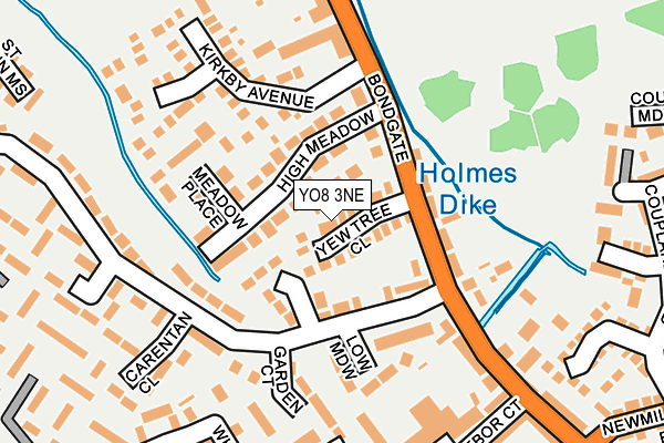 YO8 3NE map - OS OpenMap – Local (Ordnance Survey)
