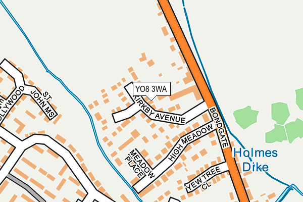 YO8 3WA map - OS OpenMap – Local (Ordnance Survey)