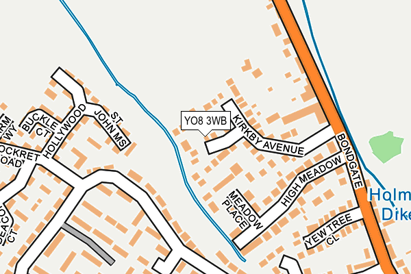 YO8 3WB map - OS OpenMap – Local (Ordnance Survey)