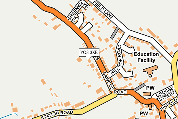 YO8 3XB map - OS OpenMap – Local (Ordnance Survey)