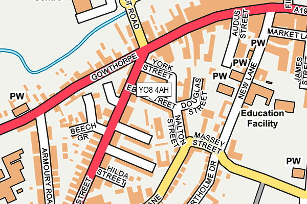 YO8 4AH map - OS OpenMap – Local (Ordnance Survey)