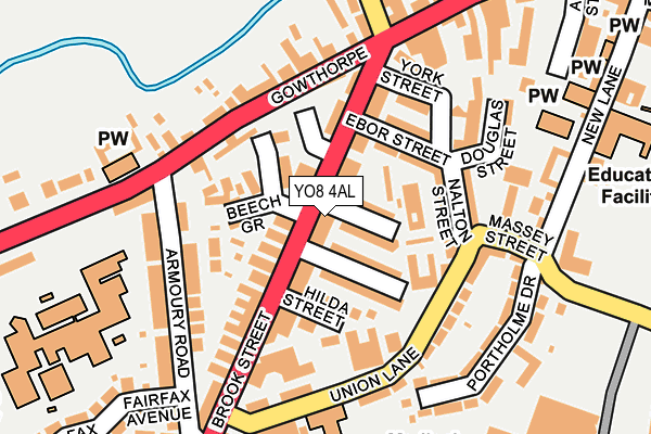 YO8 4AL map - OS OpenMap – Local (Ordnance Survey)
