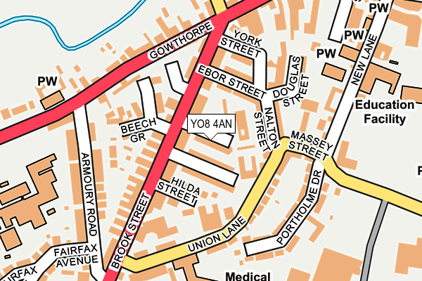 YO8 4AN map - OS OpenMap – Local (Ordnance Survey)