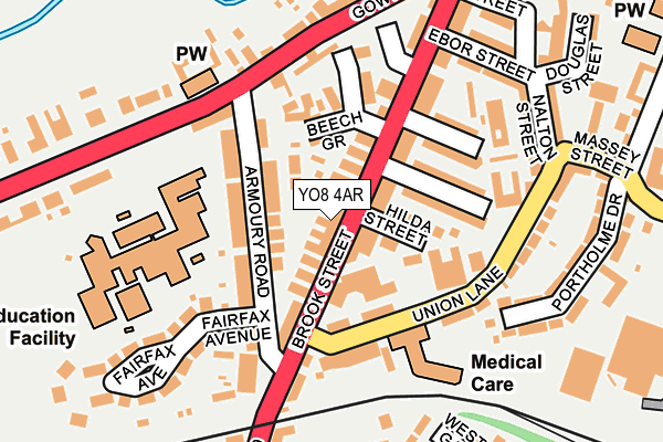YO8 4AR map - OS OpenMap – Local (Ordnance Survey)
