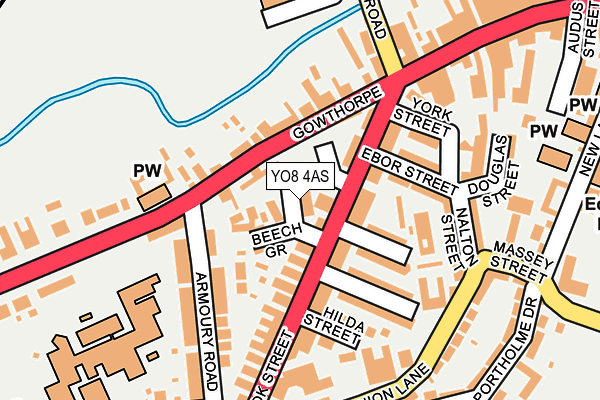 YO8 4AS map - OS OpenMap – Local (Ordnance Survey)