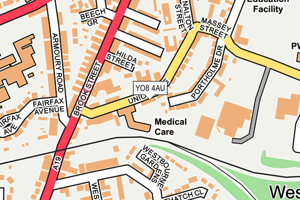 YO8 4AU map - OS OpenMap – Local (Ordnance Survey)