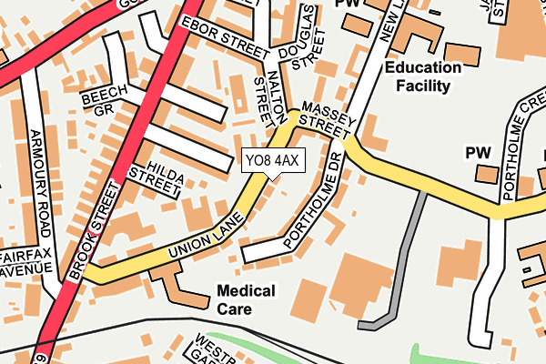 YO8 4AX map - OS OpenMap – Local (Ordnance Survey)
