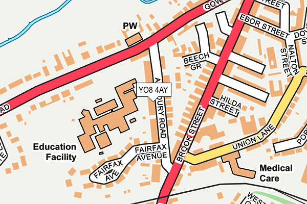 YO8 4AY map - OS OpenMap – Local (Ordnance Survey)
