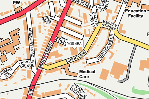 YO8 4BA map - OS OpenMap – Local (Ordnance Survey)