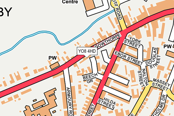 YO8 4HD map - OS OpenMap – Local (Ordnance Survey)