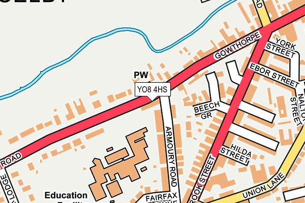 YO8 4HS map - OS OpenMap – Local (Ordnance Survey)