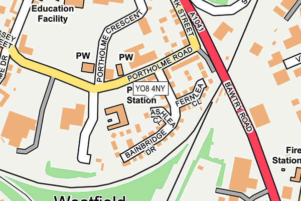 YO8 4NY map - OS OpenMap – Local (Ordnance Survey)