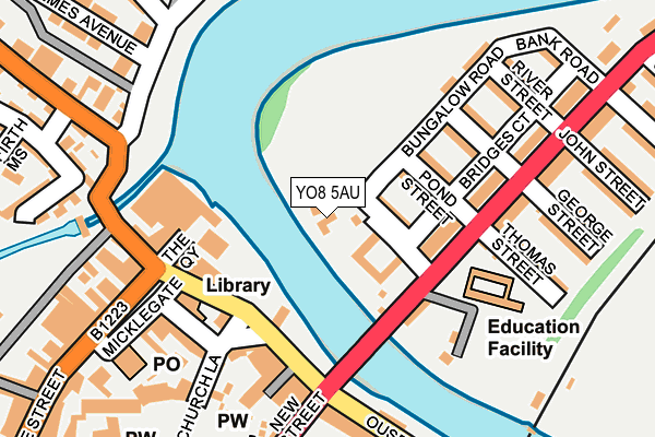 YO8 5AU map - OS OpenMap – Local (Ordnance Survey)