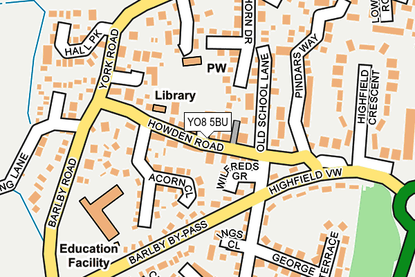 YO8 5BU map - OS OpenMap – Local (Ordnance Survey)