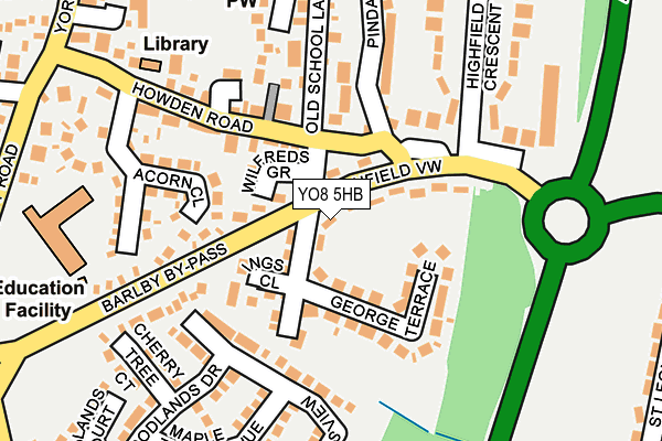 YO8 5HB map - OS OpenMap – Local (Ordnance Survey)