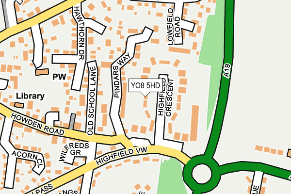 YO8 5HD map - OS OpenMap – Local (Ordnance Survey)