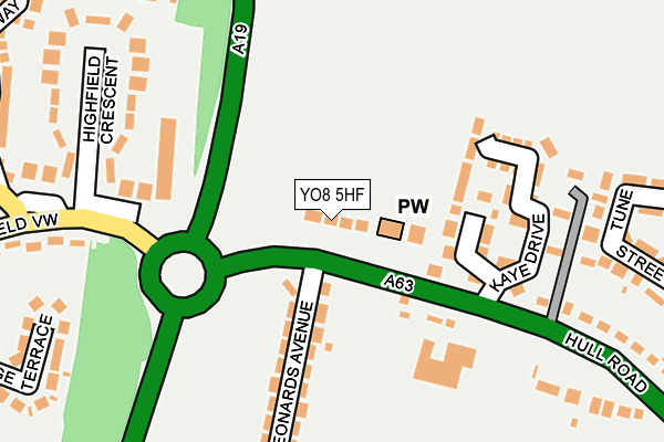 YO8 5HF map - OS OpenMap – Local (Ordnance Survey)
