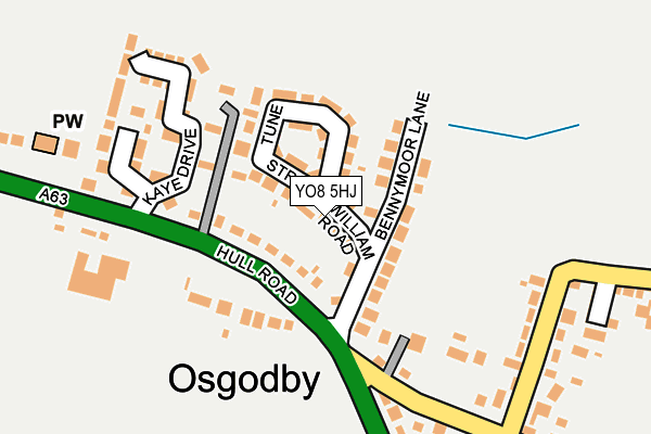YO8 5HJ map - OS OpenMap – Local (Ordnance Survey)