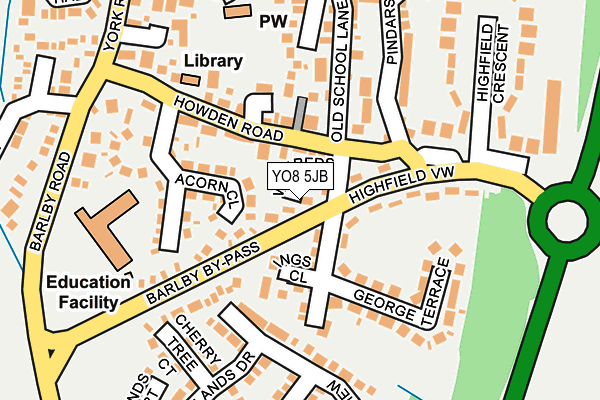YO8 5JB map - OS OpenMap – Local (Ordnance Survey)