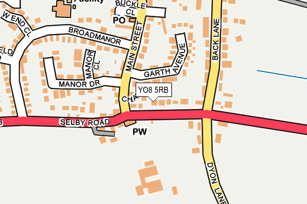 YO8 5RB map - OS OpenMap – Local (Ordnance Survey)