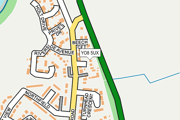 YO8 5UX map - OS OpenMap – Local (Ordnance Survey)