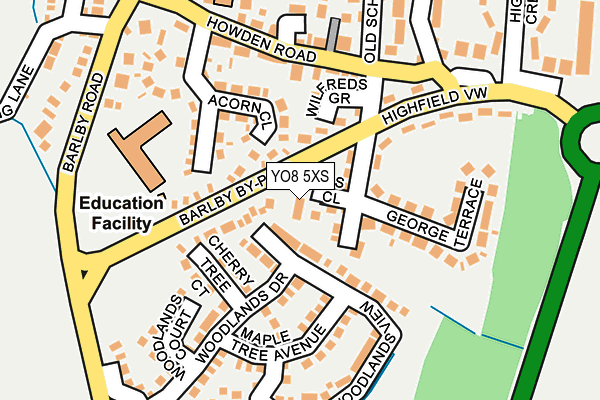 YO8 5XS map - OS OpenMap – Local (Ordnance Survey)