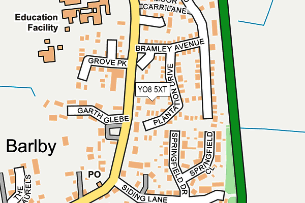 YO8 5XT map - OS OpenMap – Local (Ordnance Survey)