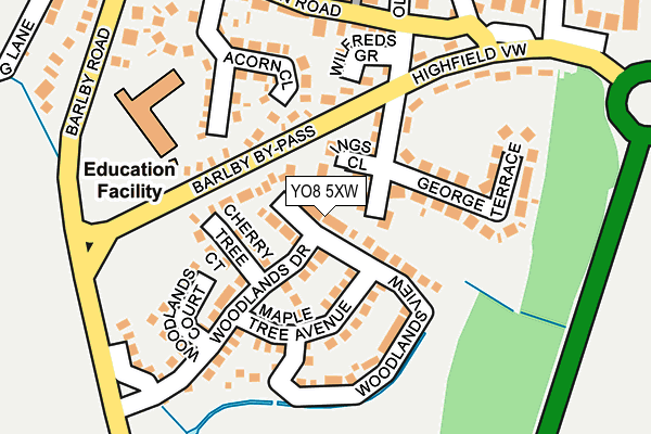 YO8 5XW map - OS OpenMap – Local (Ordnance Survey)