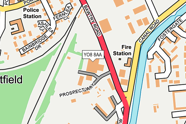 YO8 8AA map - OS OpenMap – Local (Ordnance Survey)