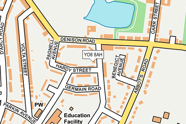 YO8 8AH map - OS OpenMap – Local (Ordnance Survey)